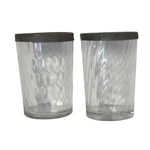Vintage Tobacco Jars Clear Glass Tumblers with Silver Rim